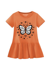 orange frock design for little girls