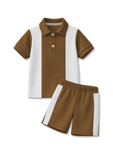 Boys Textured Panel Polo Co Ord Set