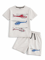 Boys Rescue Helicopter Shorts Set