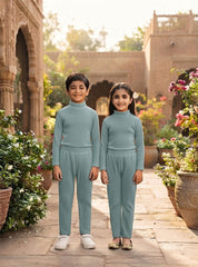 Kids Mint Frost Rib Thermal Set
