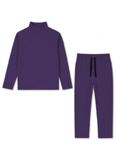 Kids Royal Plum Rib Thermal Set