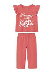 Girls Coral Frill Trouser Set