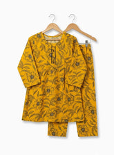 Girls Mustard Floral Peplum Set