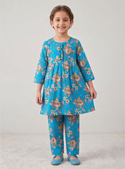 Girls Aqua Bloom Peplum Set