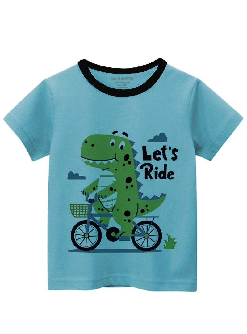 LET'S RIDE WITH DINO PRINTED T-SHIRT