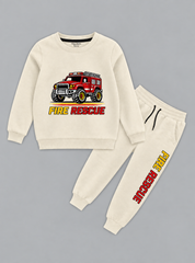 Boys Winter Set Little Firefighter Off White