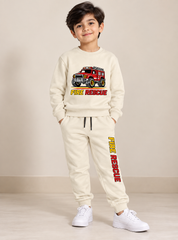 Boys Winter Set Little Firefighter Off White