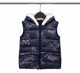 Girls Winter Puffer Jacket Navy Blossom Cozy