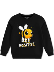 Kids Black “Bee Positive” Print Sweatshirt