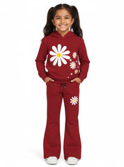 Girls Floral Hoodie & Flare Trouser Set