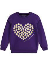 Girls Purple Floral Heart Sweatshirt