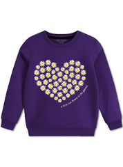 Girls Purple Floral Heart Sweatshirt