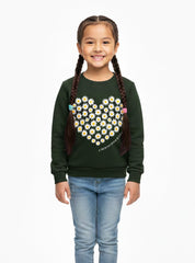 Little Sunflower Heart Green Sweatshirt