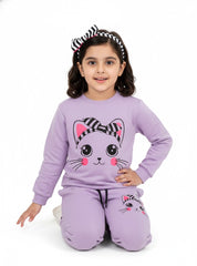 Cute Cat Face Girls Winter Tracksuit