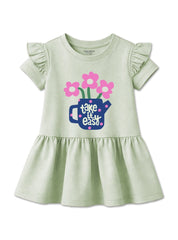 Girls Take It Easy Flower Print Frill Sleeve Frock
