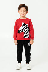 Zebra Printed Breathable Winter Fleece Tracksuit For Kids