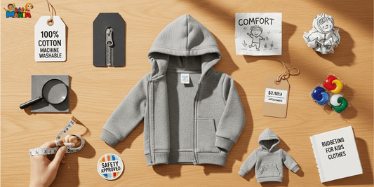 A person is holding a child's hoodie and additional items, showcasing a caring gesture.