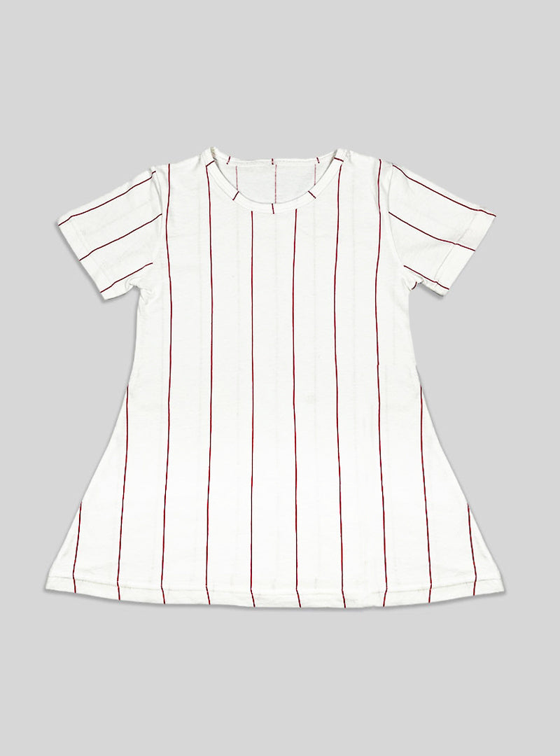 Elegant White Frock Red Lining For Girls