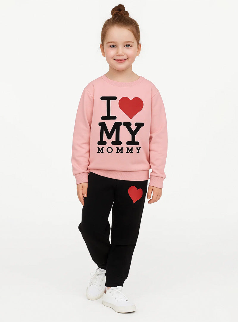I Love My Mommy Fleece Tracksuit For Girls