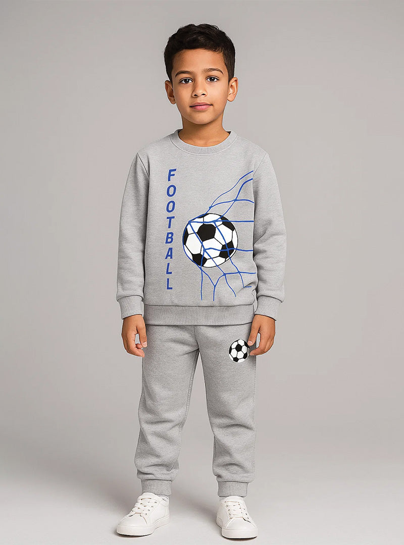 Playing Football Soft Fleece Fabric Tracksuit For Boys
