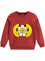 Crew Neck Sweatshirt - Smiley Flower