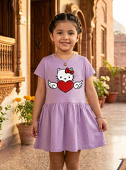 Girls Kitty Heart Wings Frock