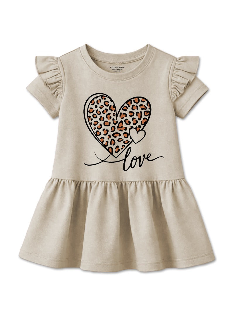 Girls Leopard Heart Love Frock