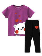 Fashionable matching cotton t-shirt and trouser for girls 