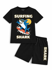 Boys Surfing Shark Graphic Short Set