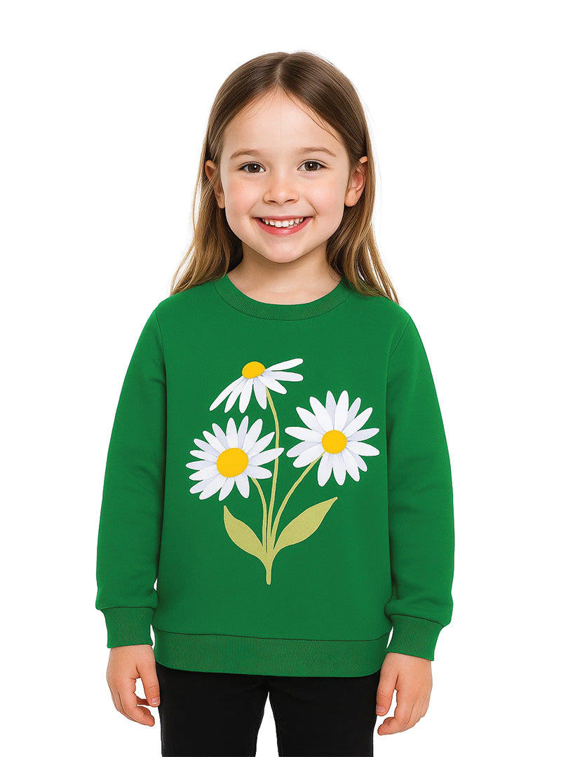 Soft & Comfy Sun Flower Fleece Sweatshirts For Girls