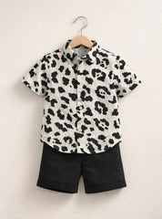 Boys Leopard Print Shirt and Shorts Set
