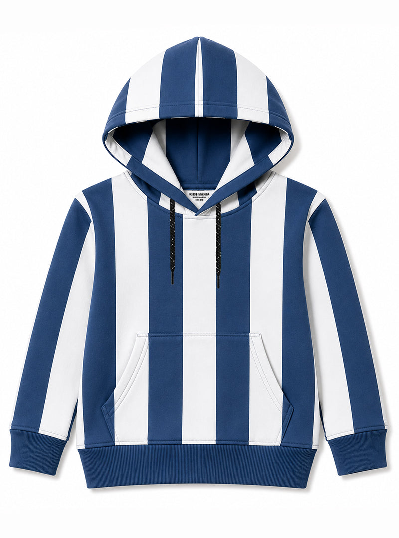 Kids Blue & White Striped Hoodie