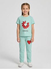 Girls Forever Heart Trouser Set