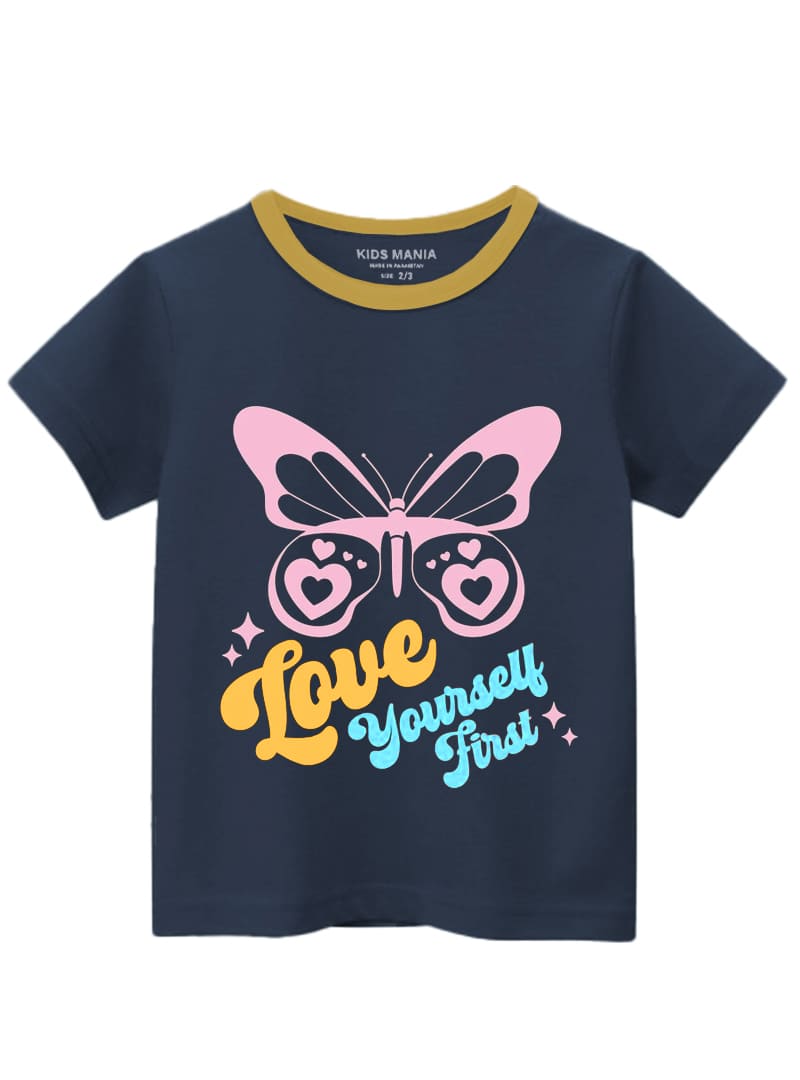 GIRLS T-SHIRT BUTTERFLY LOVE YOURSELF