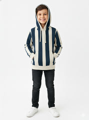 Chic Blue & White Boys Warm Hoodie with a Sporty Vibe