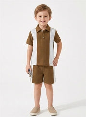 Boys Textured Panel Polo Co Ord Set