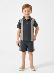 Boys Textured Polo Co Ord Set