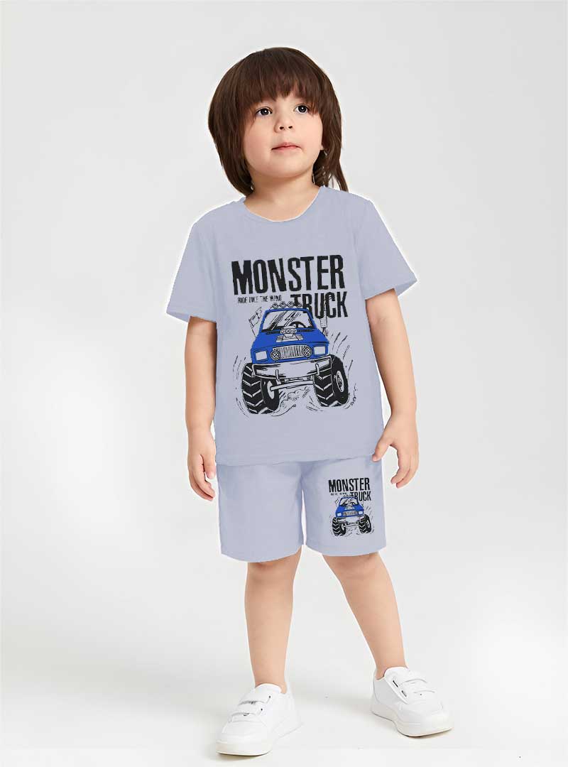 2 Piece Boys Set Printed Monster Truck