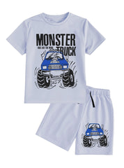 2 Piece Boys Set Printed Monster Truck