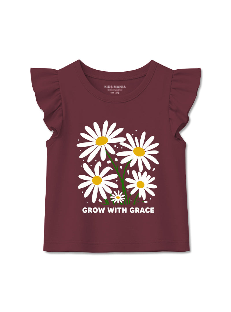 Girls Daisy Graphic Flutter Sleeve Tee