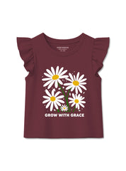 Girls Daisy Graphic Flutter Sleeve Tee