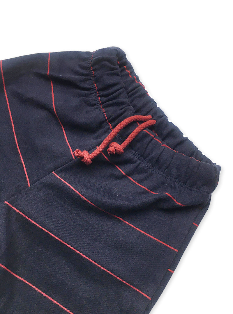 BOYS NAVY SHORT WITH RED STRIPE