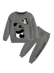 Panda & Butterfly Printed Fleece Tracksuit