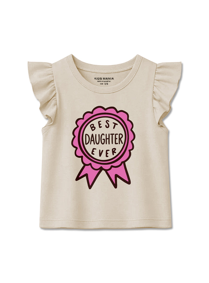Girls Best Daughter Print Flutter Sleeve Tee