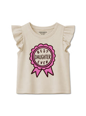 Girls Best Daughter Print Flutter Sleeve Tee