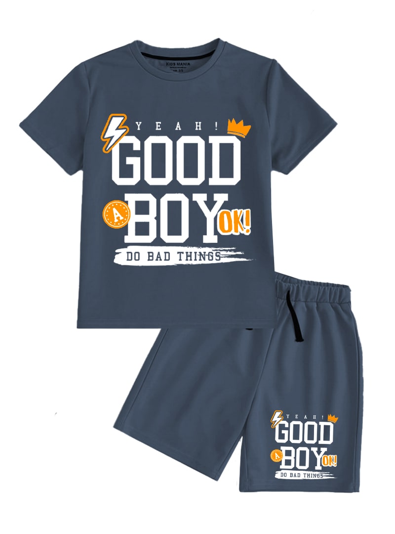 Typography Good Boy Summer Shorts Set