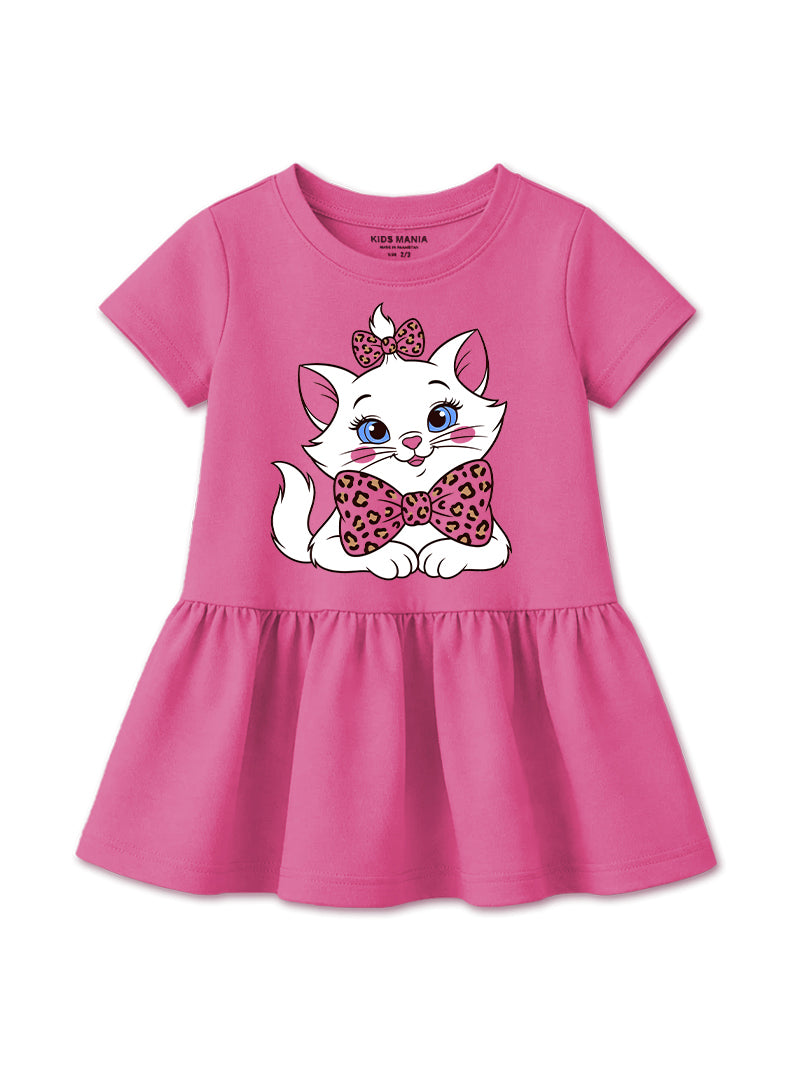 Girls Cute Kitty Graphic Frock