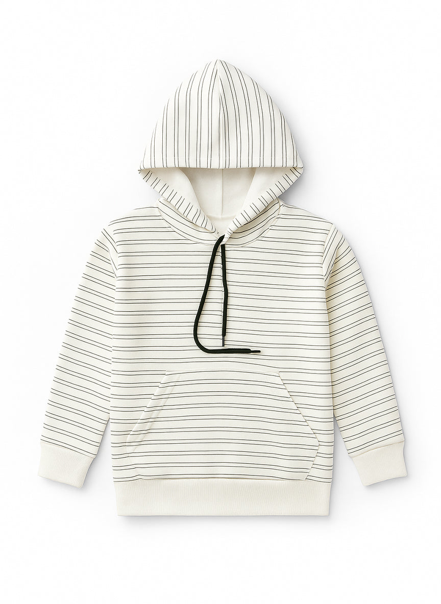 Striped Pattern Fleece Pullover Hoodie For Boys