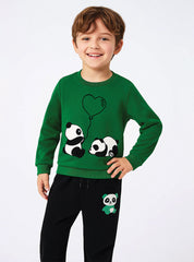 Cute Panda Love Premium Fleece Tracksuit for Boys
