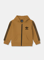 Adidas Mustard 3-Stripes Winter Zip-Up Hoodie for Boys